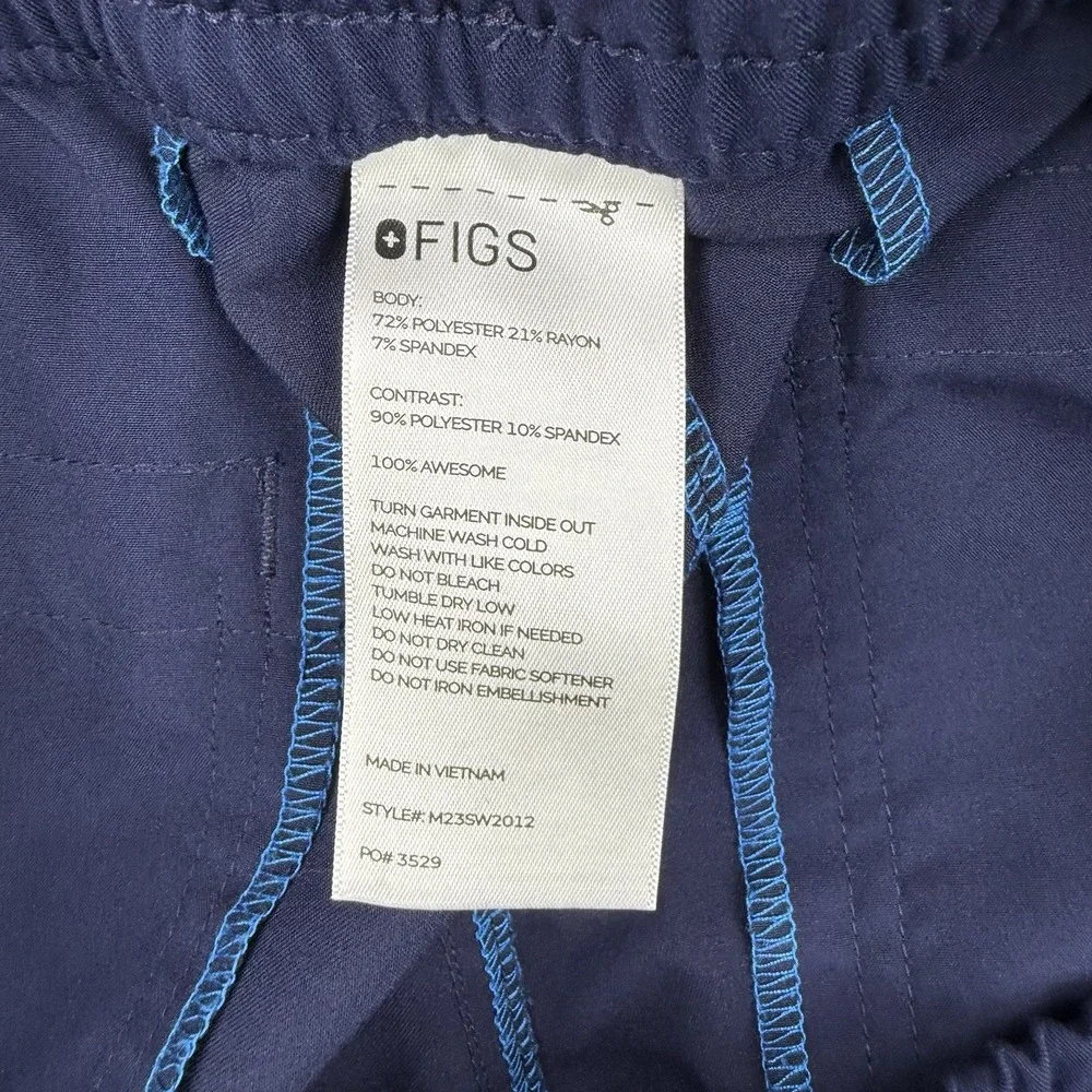 Figs Scrub Pants Mens 2XL Blue Cargo‎ Stretch Pockets Medical Nurse Drawstring